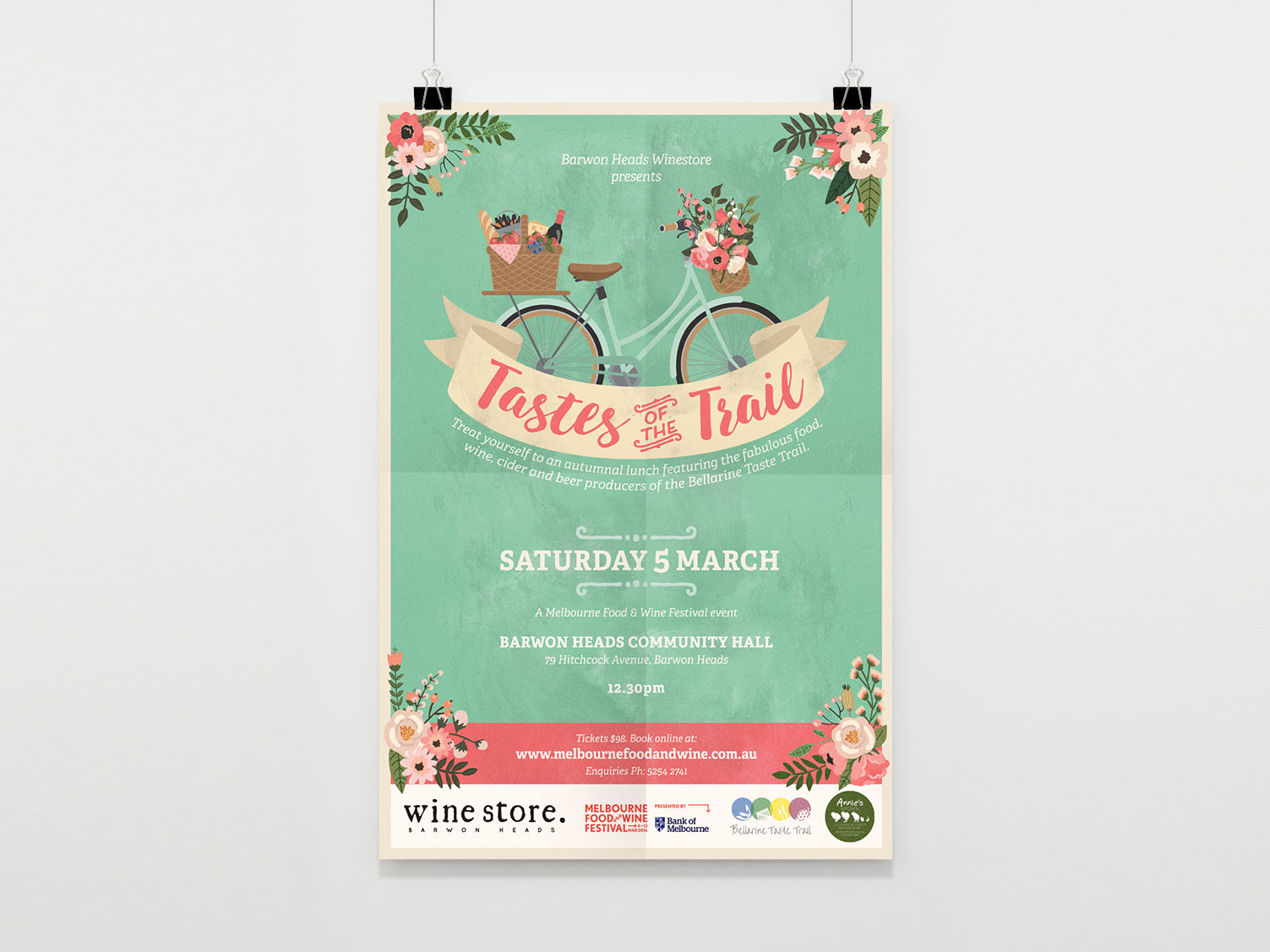 TASTES OF THE TRAIL - Vintage Style Event Poster. Morrison Design Geelong, Melbourne.