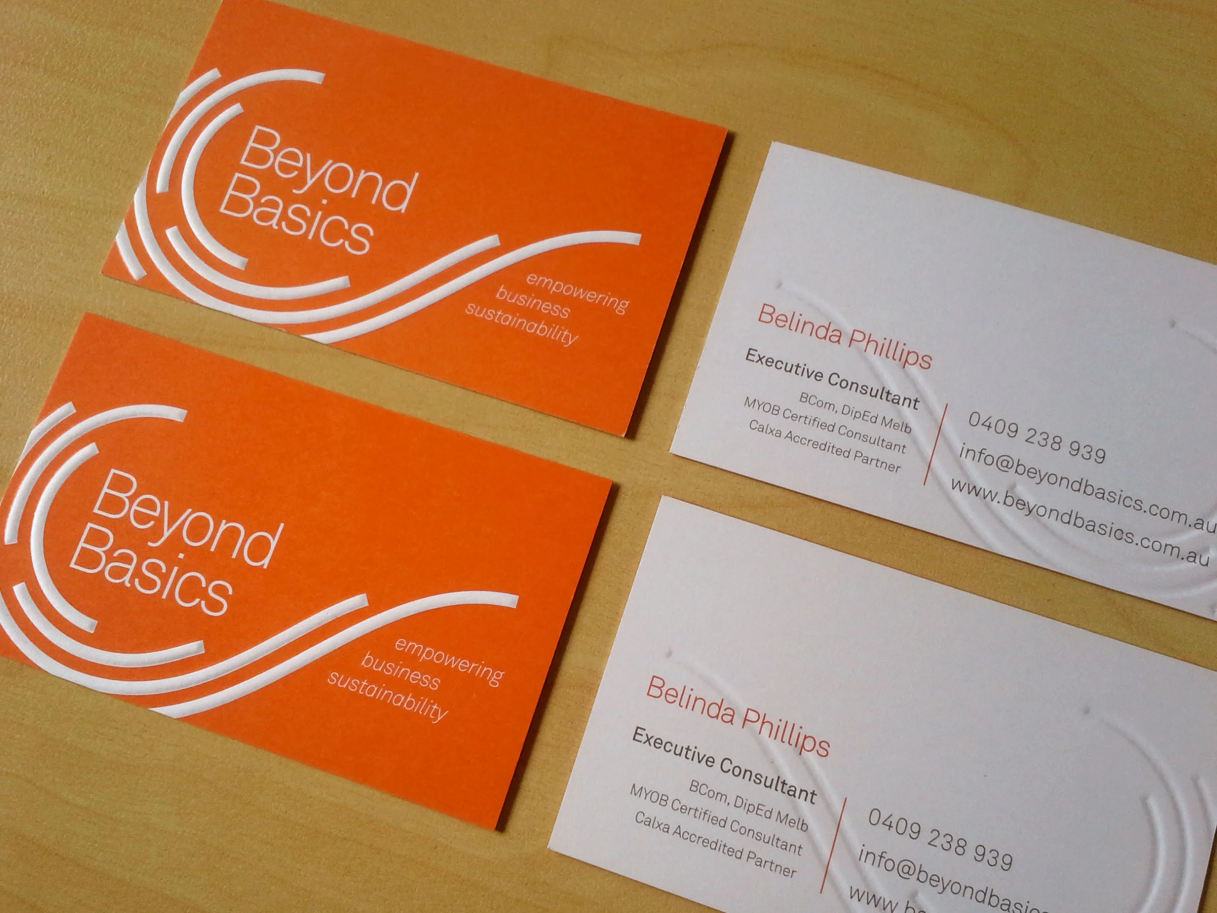 BEYOND BASICS: Brand Development & Embossed Business Cards.
