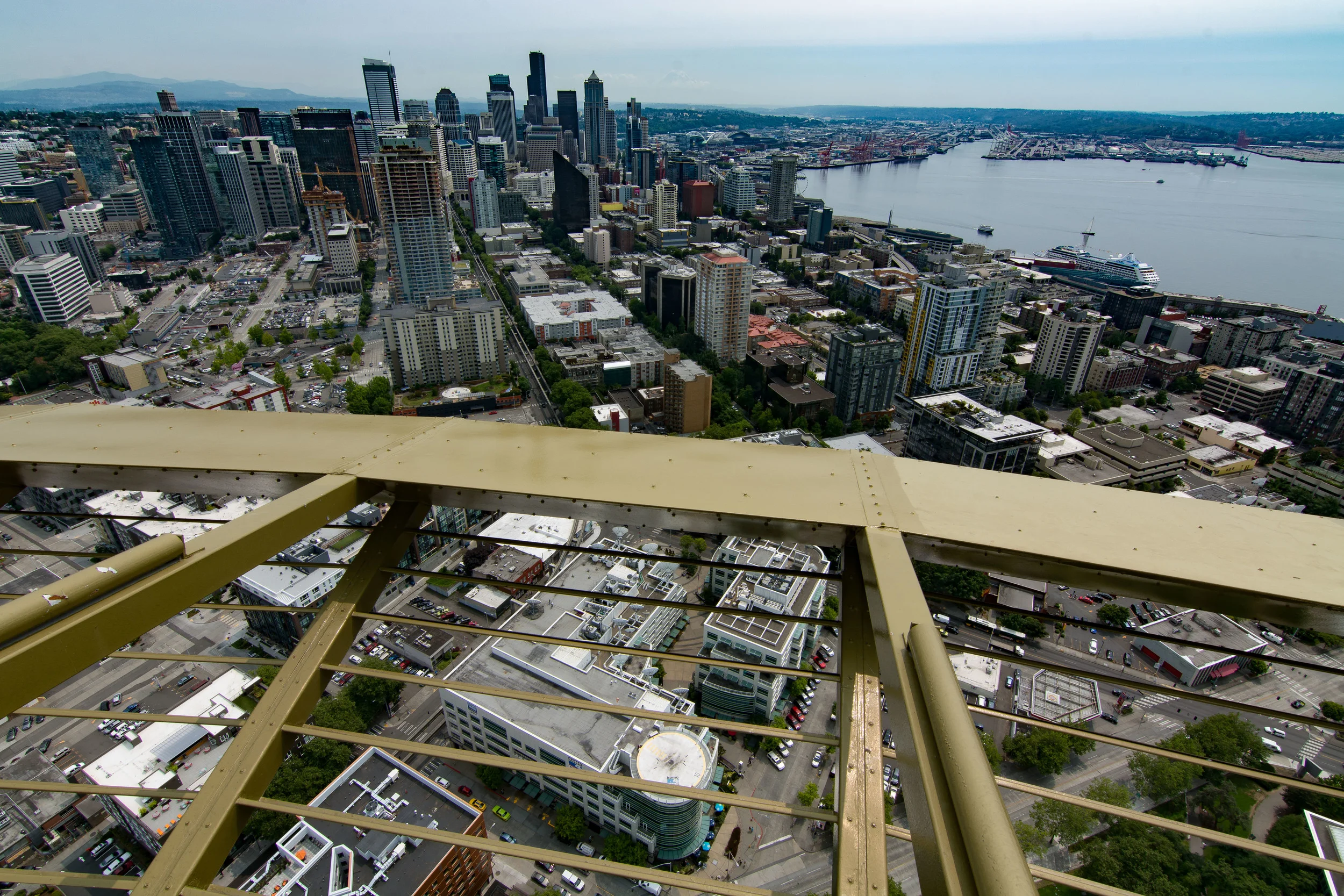 Helluva view from 600+ feet up. Space Needle Observation Deck, Seattle, WA.