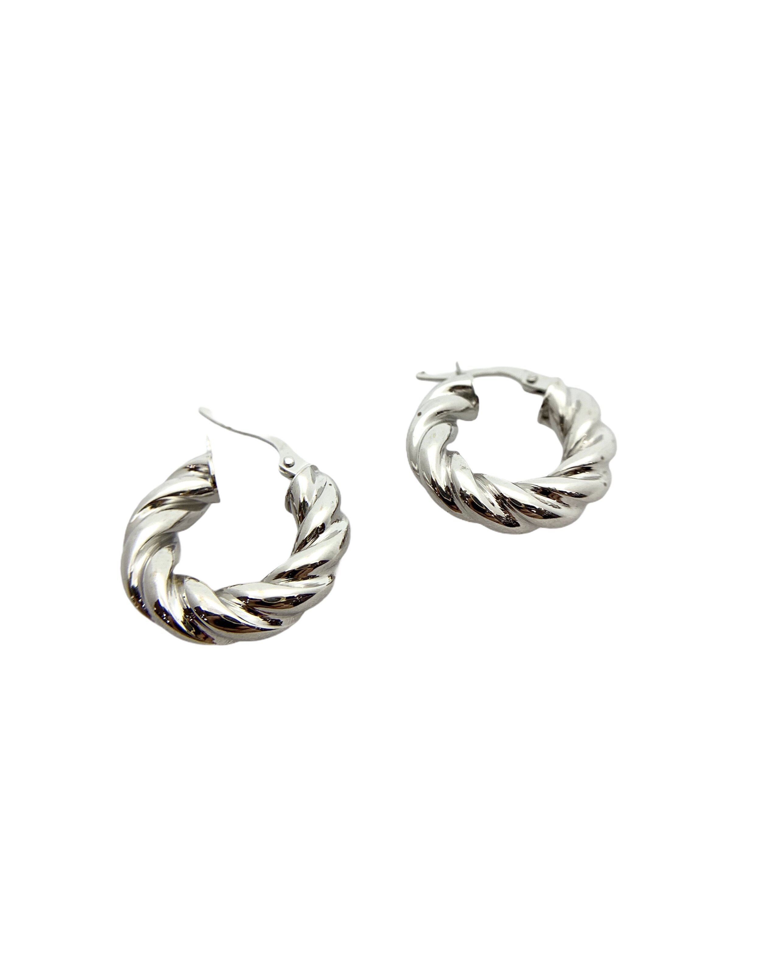 Chunky White Gold Hoops