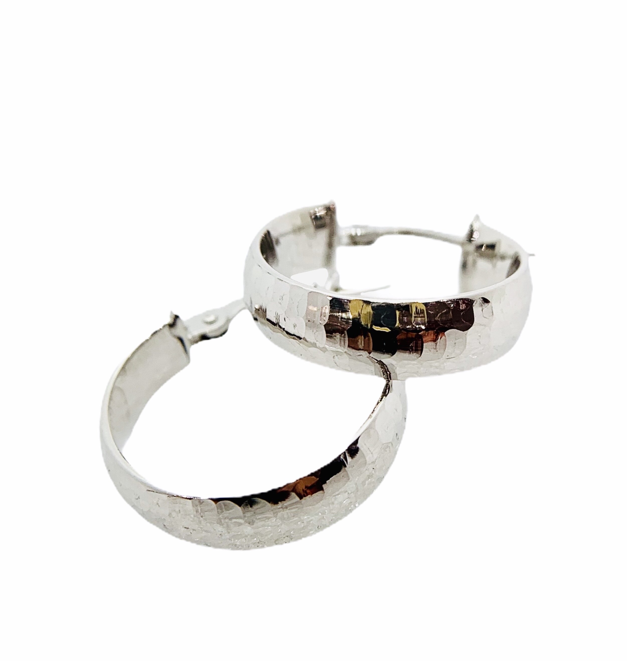 White Gold Disco-Style Hoops 