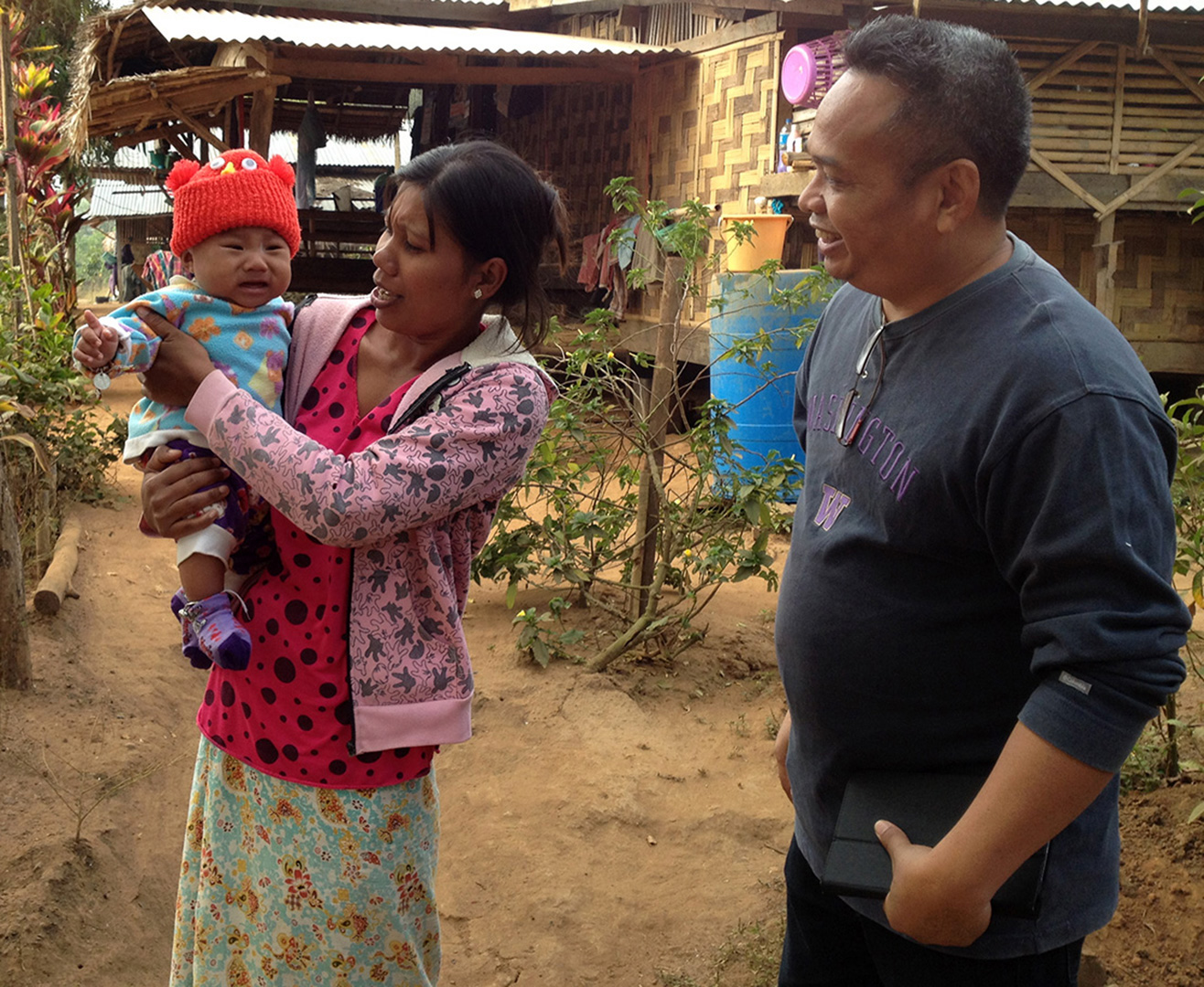 Greeting the locals in Ban Mai community