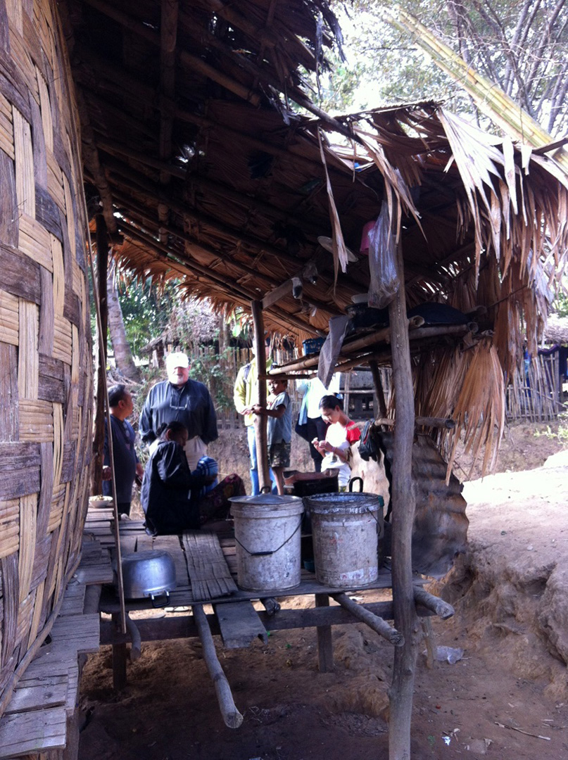 A typical kitchen and water storage section of a local house (Ban Mai community)