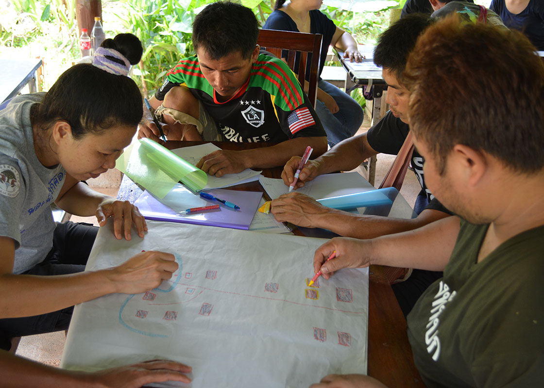 The location of the water source was an important component of the community map.