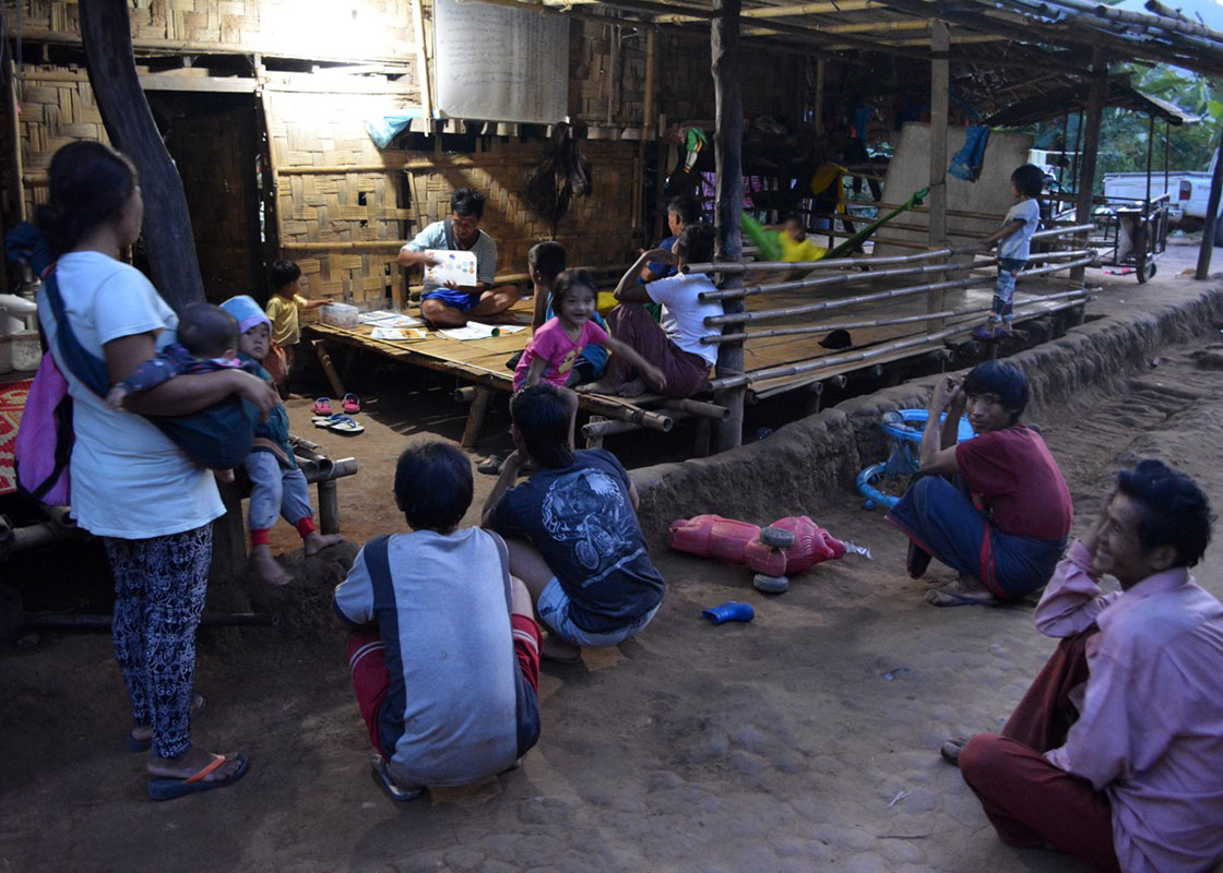 The participants remained engaged despite the fading daylight.