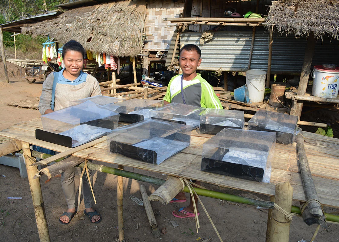 Piyawan and Taweeke at a platform built for SODIS X by one family in Fung Na