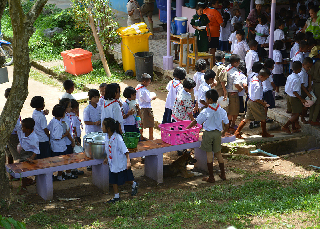 Students queuing up for lunch