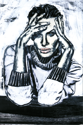 Portrait of Daryl Hannah 1995, Gouache/Ink