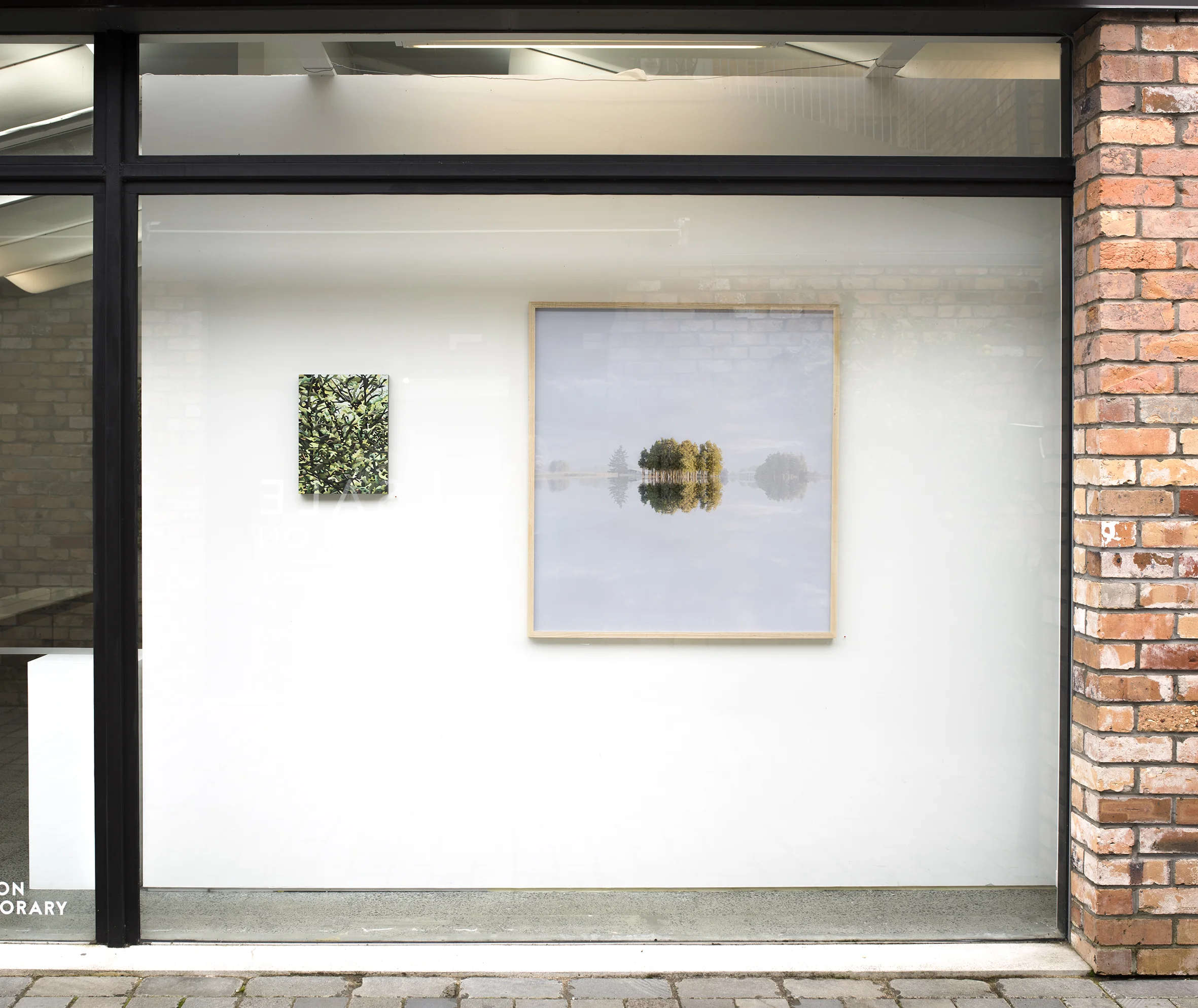 Window space Sanderson Contemporary Left: All Flourishing is Mutual by Paris Kirby. Right Awaiti, Waihou Valley
