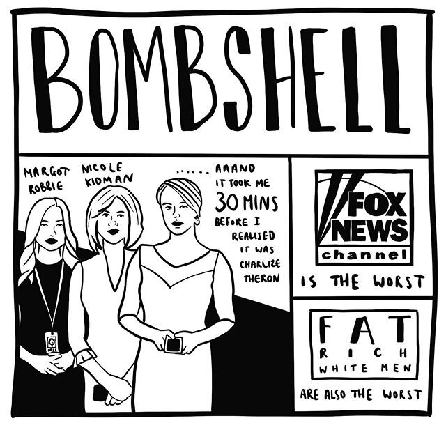 Just in case you were running low on reasons to hate the patriarchy, reignite your rage by going to to see Bombshell in cinema near you .
.
.
.
 #bombshell #bombshellmovie #blackandwhite #illustration #illustrator #charlizetheron #nicolekidman #margo