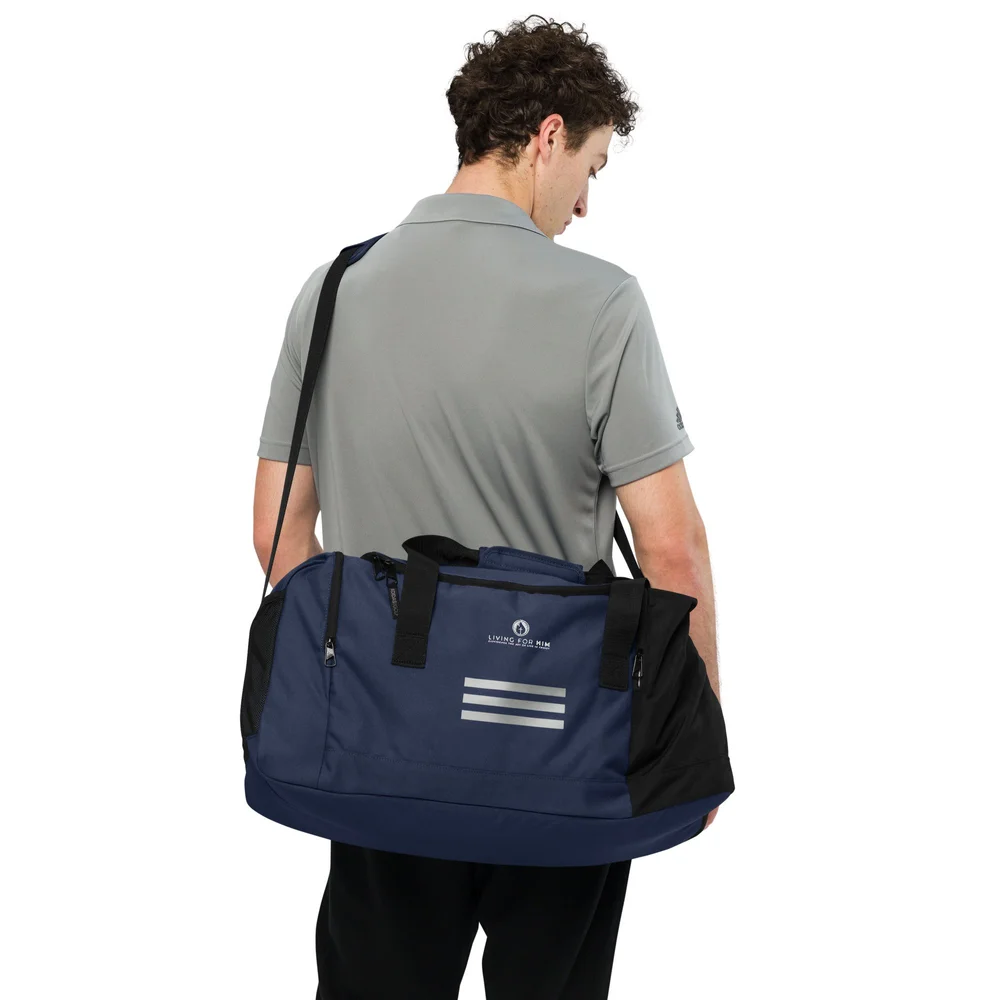 adidas travel duffel bags Power Gym Bag Lightweight Small Duffel, Jersey Onix Grey/Black/Diablo, OSFA One end has a freshPAK ventilated shoe tunnel to keep your clothes and cleats separate Adidas Duffle Bag Living