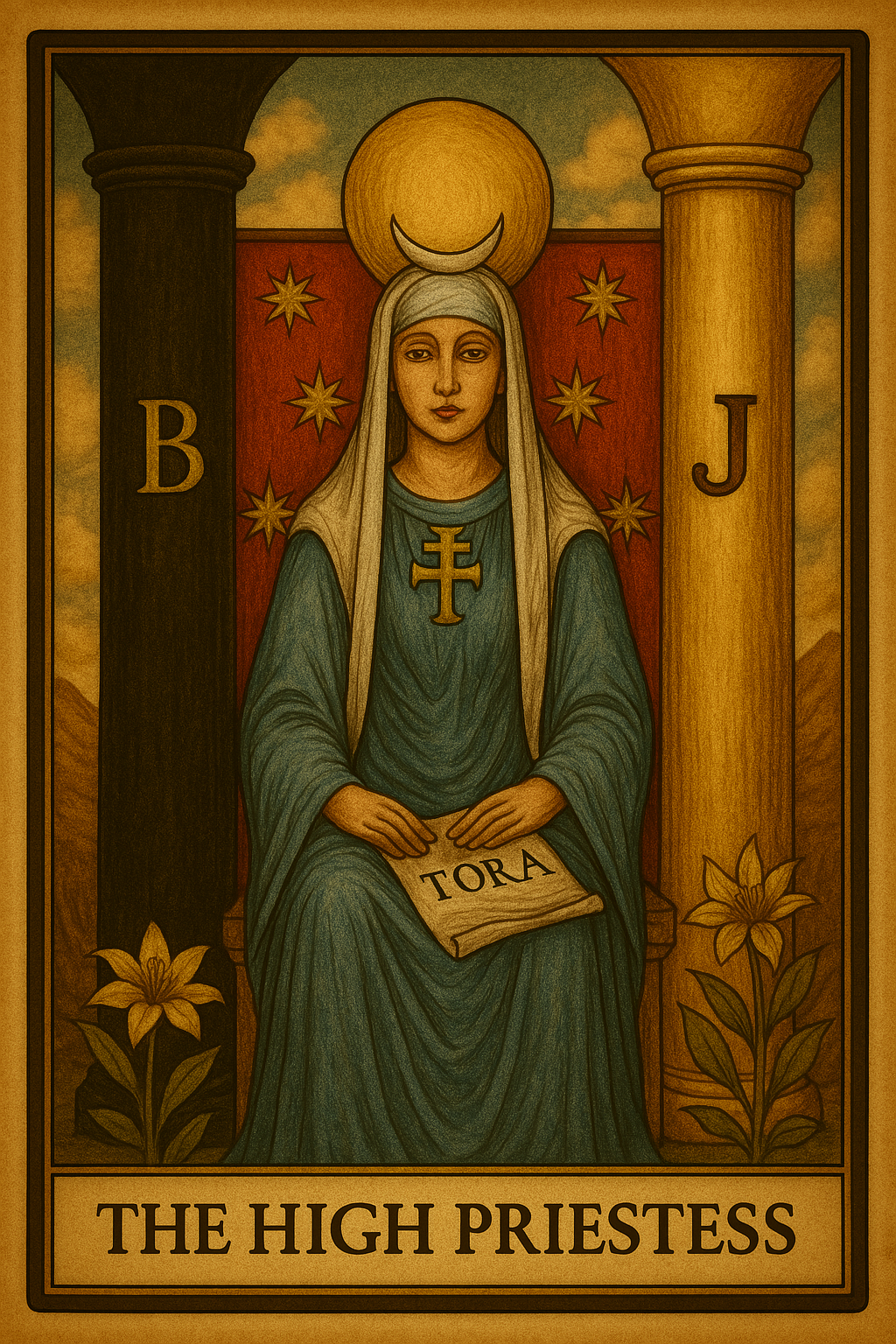 The High Priestess tarot card conveying intuition, spiritual knowledge, mystery, and hidden truths.