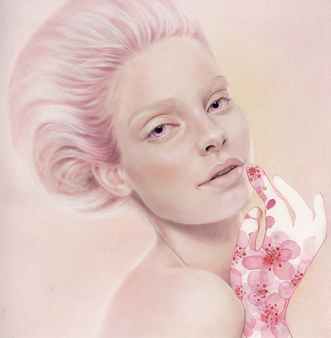   Allure  . Pastel, watercolour and pencil on paper . 28 x 28 cm .&nbsp;Earthly Beings Solo . Thinkspace Gallery, Culver City, US 