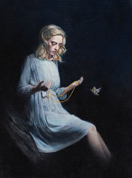  Contemplation . Oil on canvas . 12 x 16 cm . I Want To Be First . Kat Von D's Wonderland Gallery, West Hollywood, US 