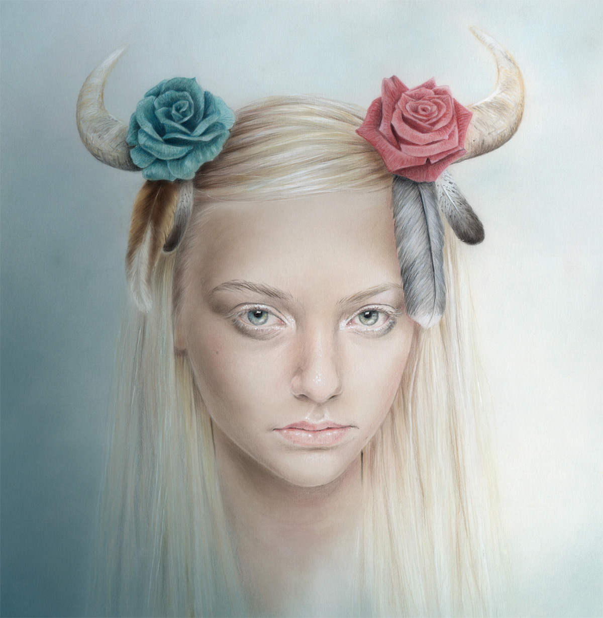   Arya &nbsp;. Pencil , pastel and watercolour . 21 x 21cm .&nbsp;LAX/SFO . Thinkspace Gallery curated show . Hashimoto Contemporary, San Francisco,&nbsp;US 