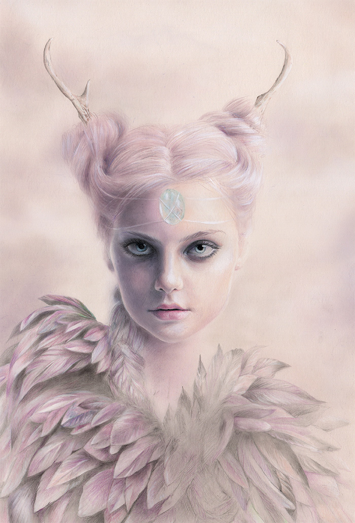   Sacred  . Pencil and pastel on paper . 21 x 28&nbsp;cm . Beautancia Solo . Thinkspace Gallery, Culver City, US 