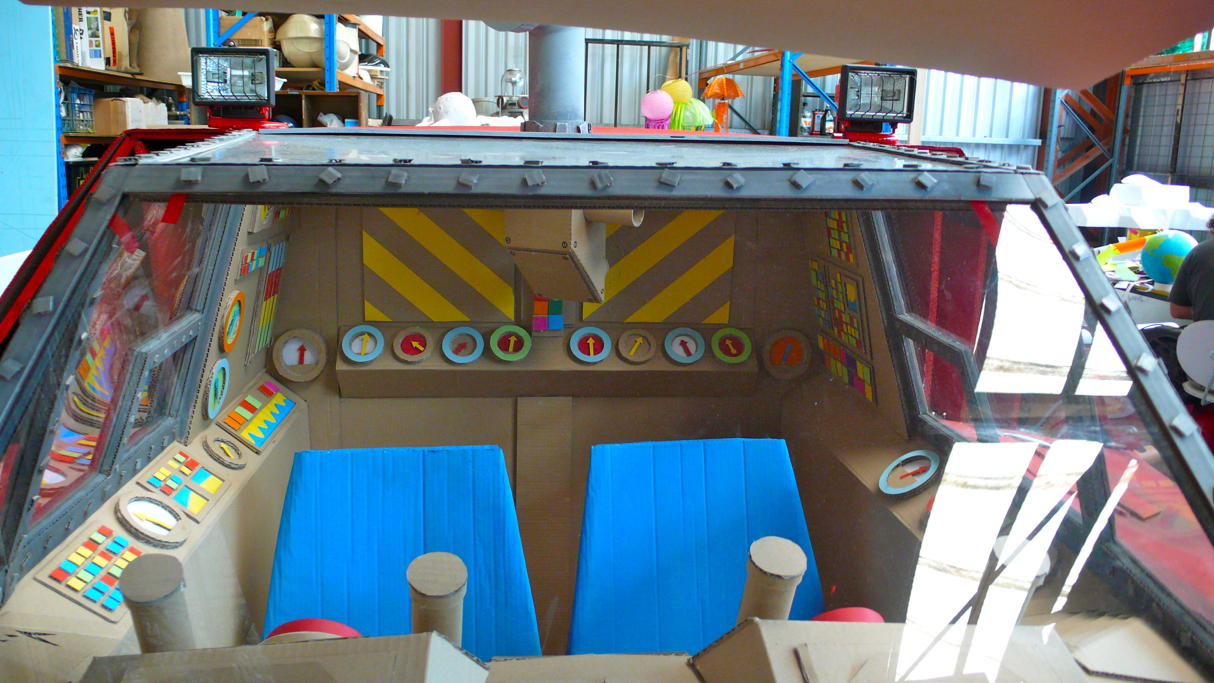 interior details of cardboard submarine