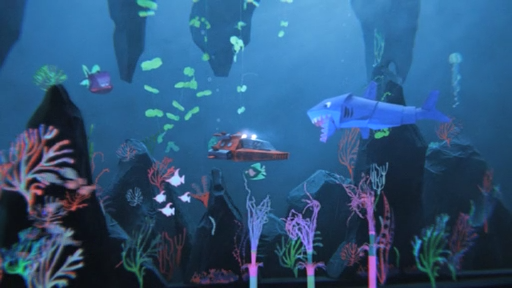 miniature submarine set with miniature shark