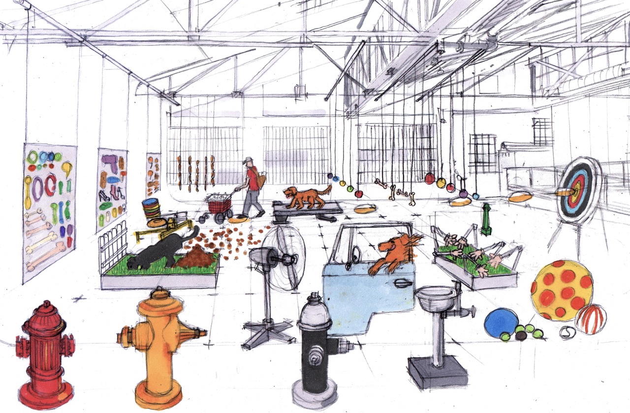 concept illustration of dog paradise