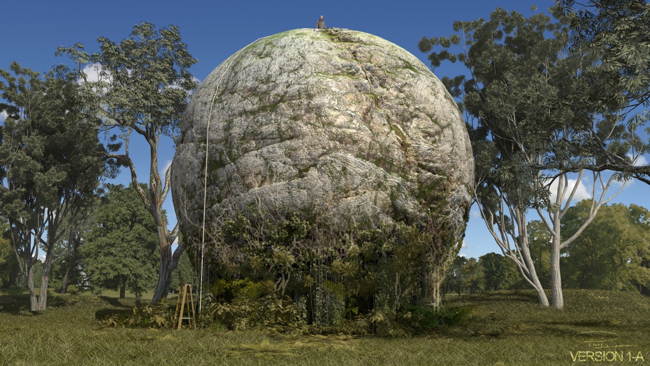 Final concept illustration of boulder by Phil Shearer