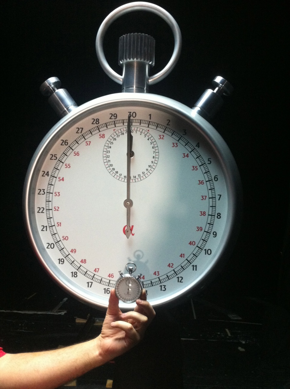 original and oversized prop stopwatch which had double moving hands