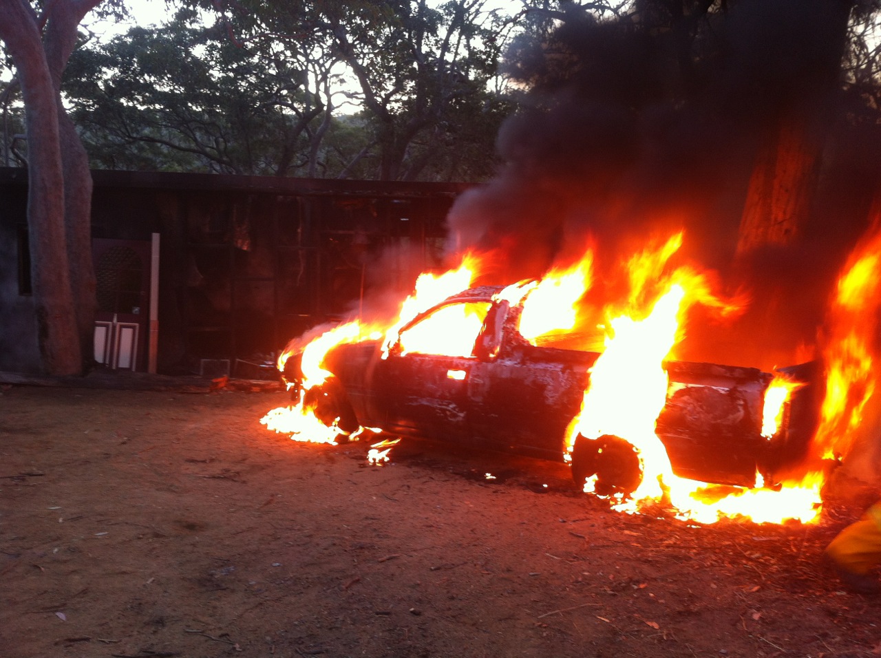Blazing car