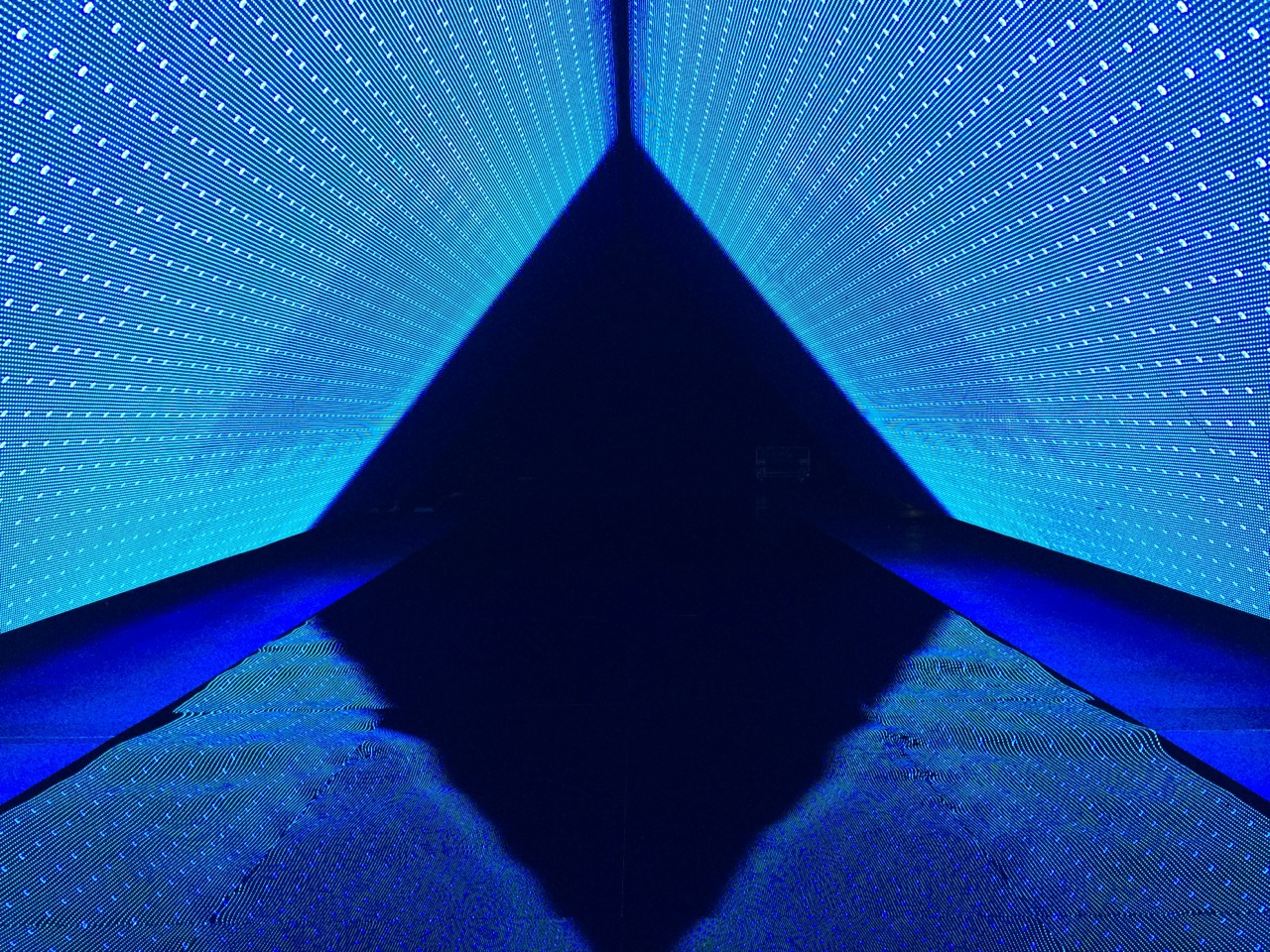 Day 2 of 5 stage 1 fox studios LED light tunnel with black perspex floor.