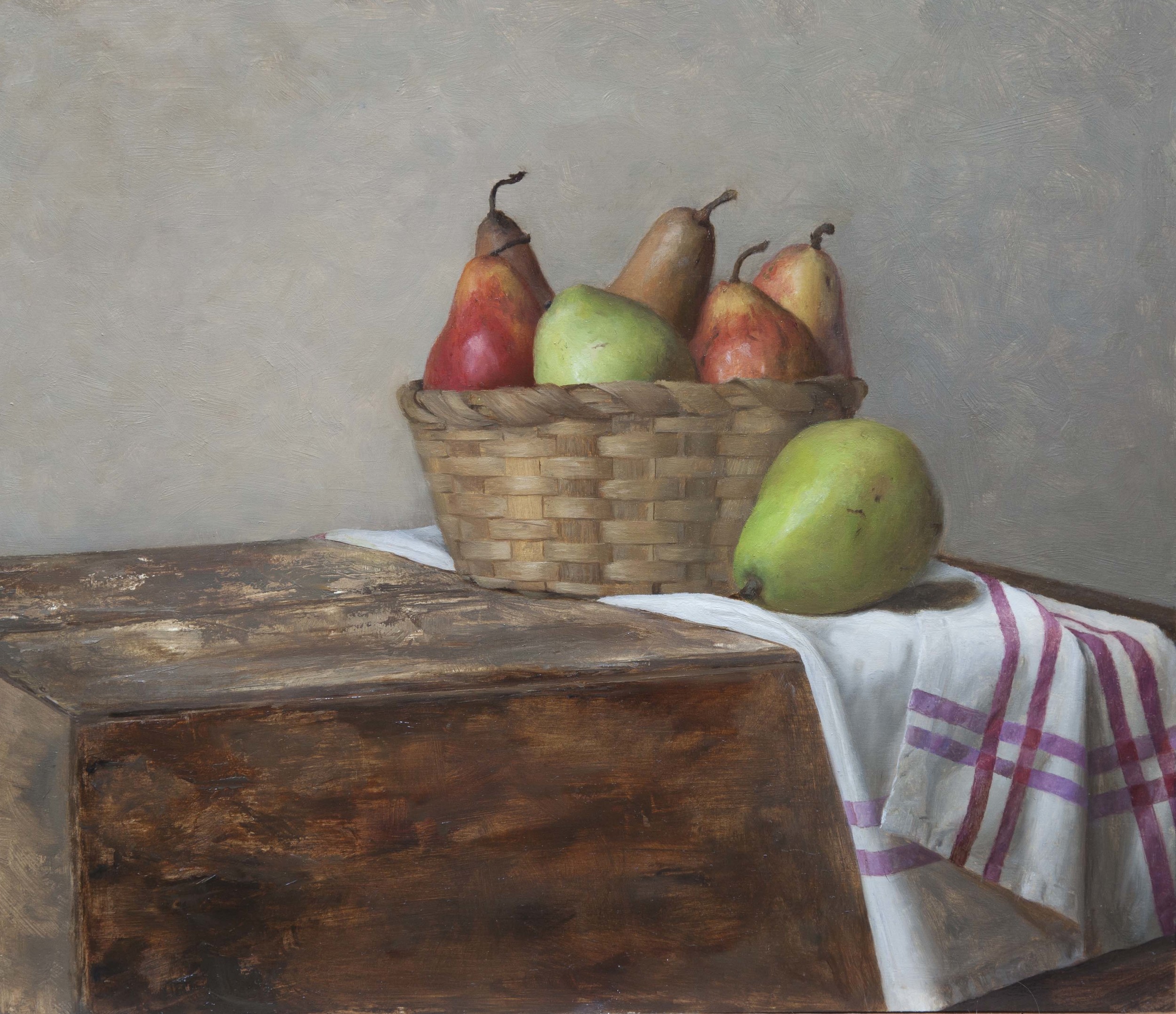 Basket of Pears. 12x16. Oil on Panel