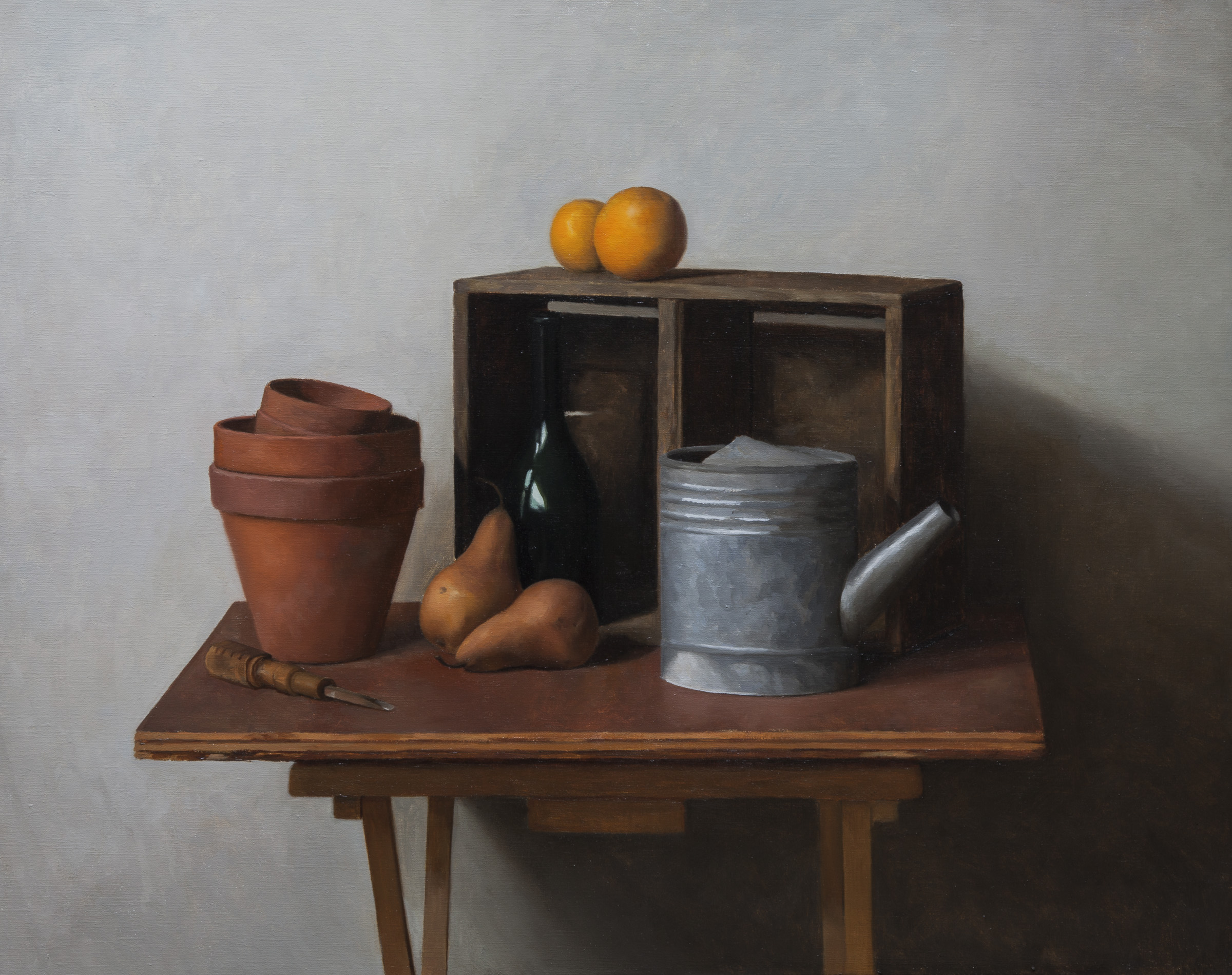 Still Life with Pears and Oranges. 20x25. Oil on Canvas