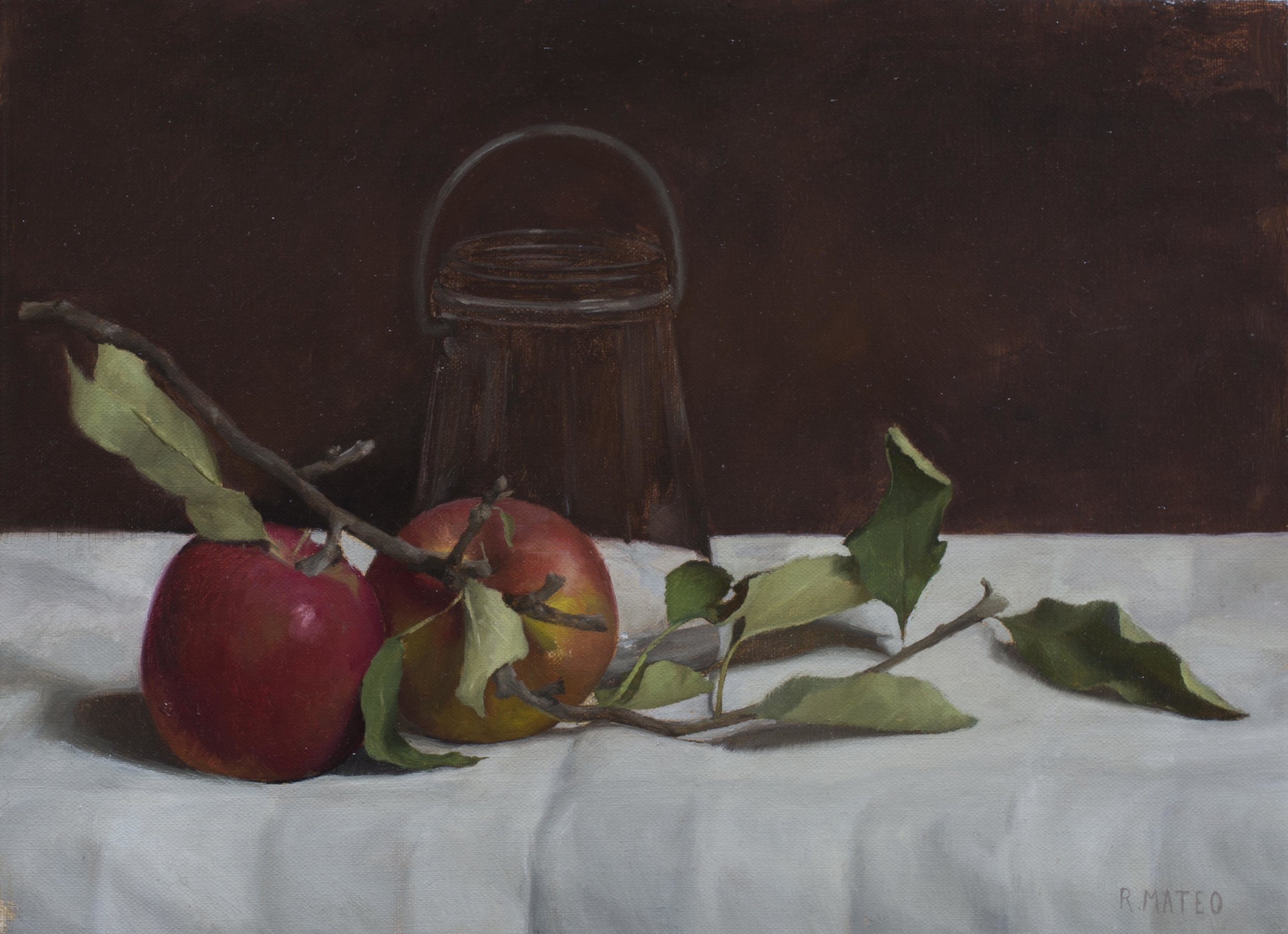 Still Life with Apples. 9x12. Oil on Canvas