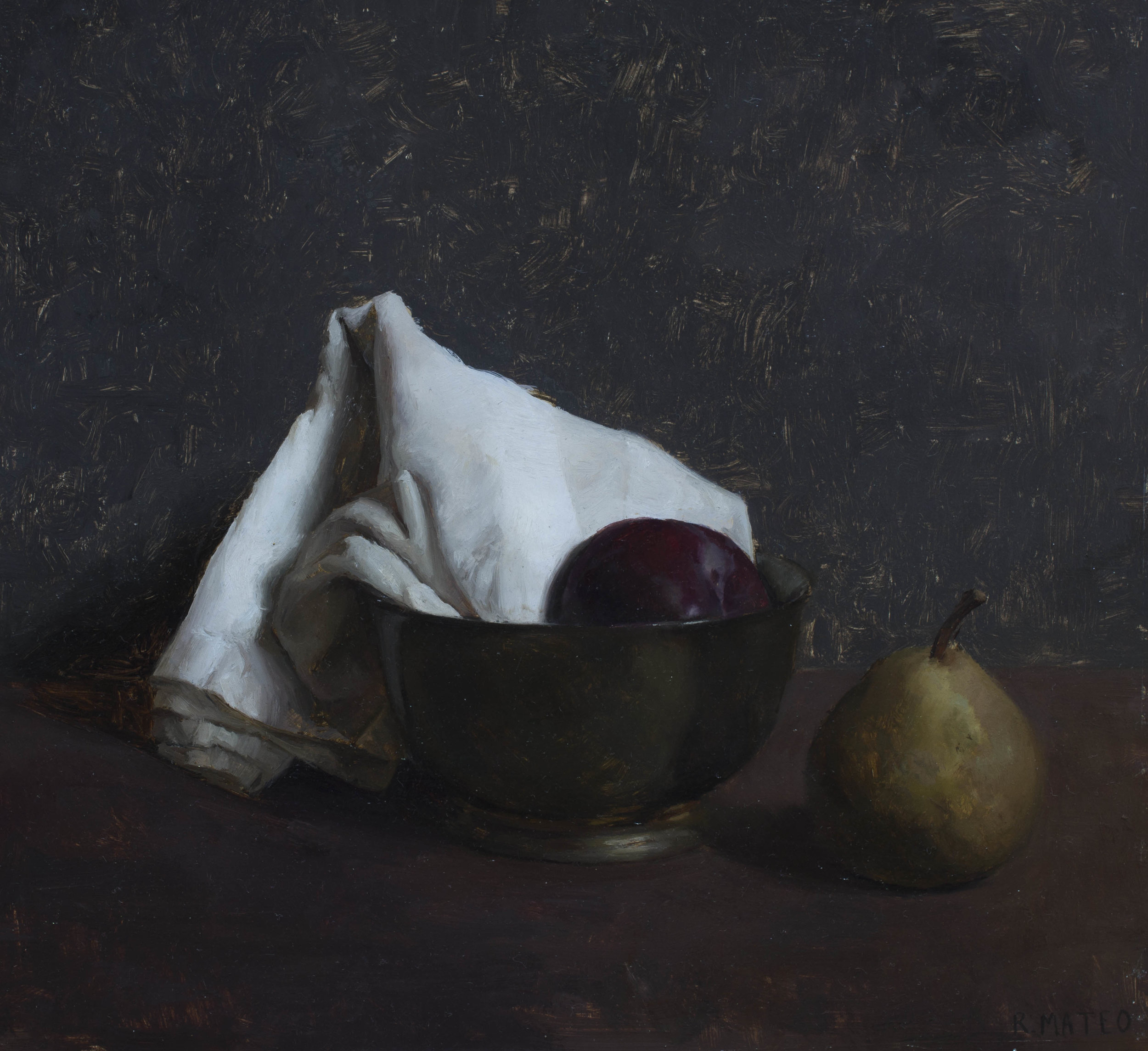 Bowl with Fruit. 8x9. Oil on Panel