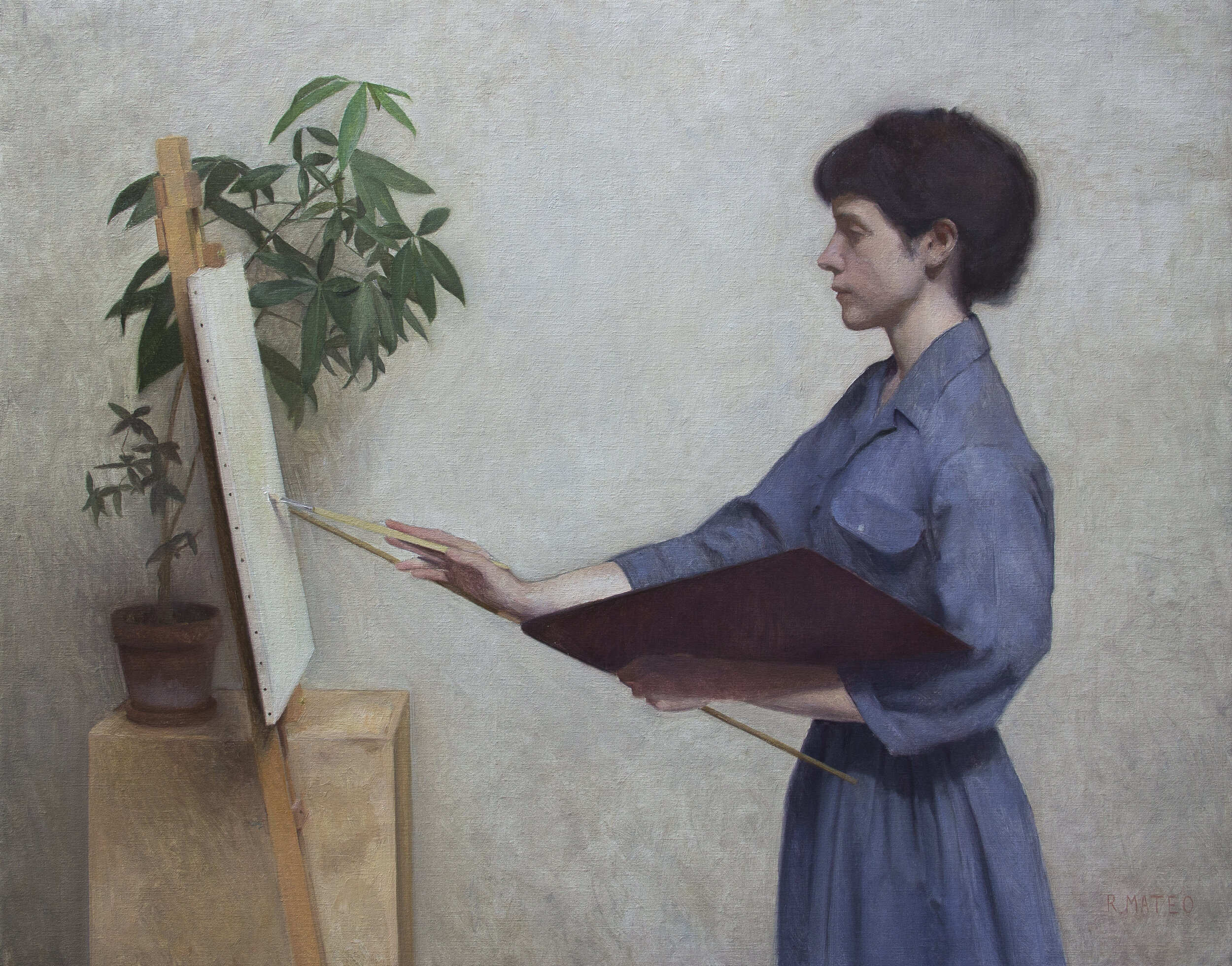 Elizabeth Beard at Her Easel. 24x30. Oil on Canvas