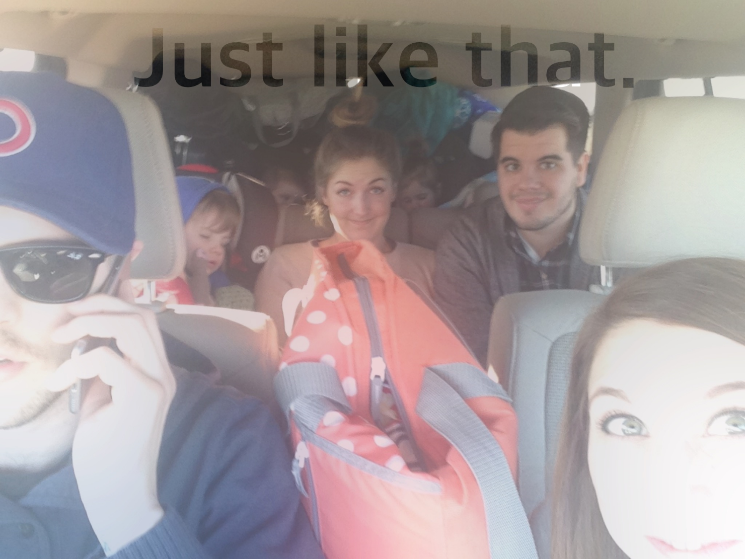 My sister in-law, her husband, three kids, Austin and me and lots and lots of stuff, packed up and headed from Iowa to Texas January 2015. 