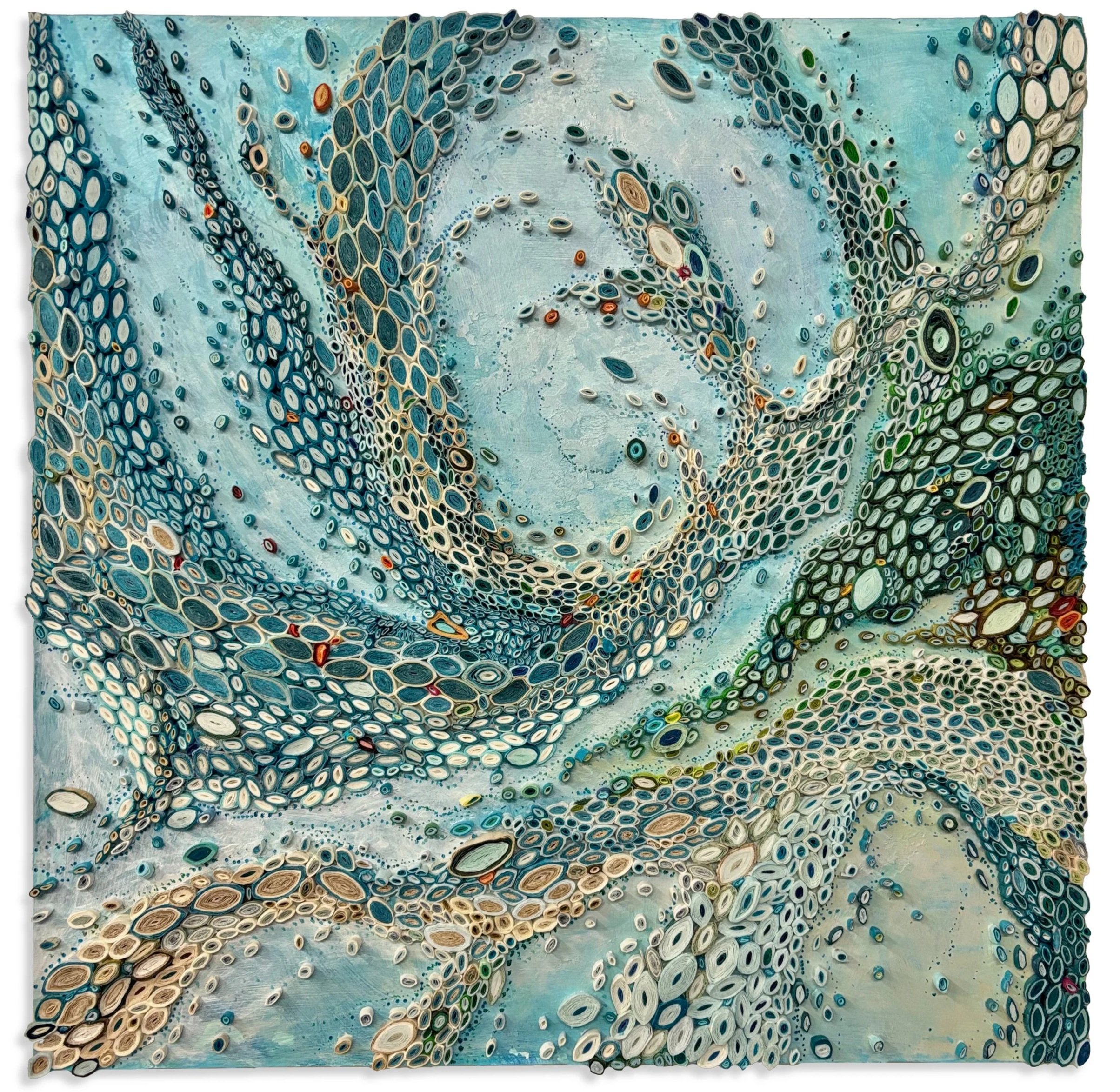 A Good Vibe
 
24” x 24” x 1/2”
 mulberry paper &amp; acrylic on pvc 2025 