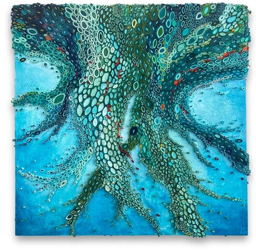Subterranean Tangle
  24" x 24" x 2"
  mulberry paper, acrylic on wood
 2026