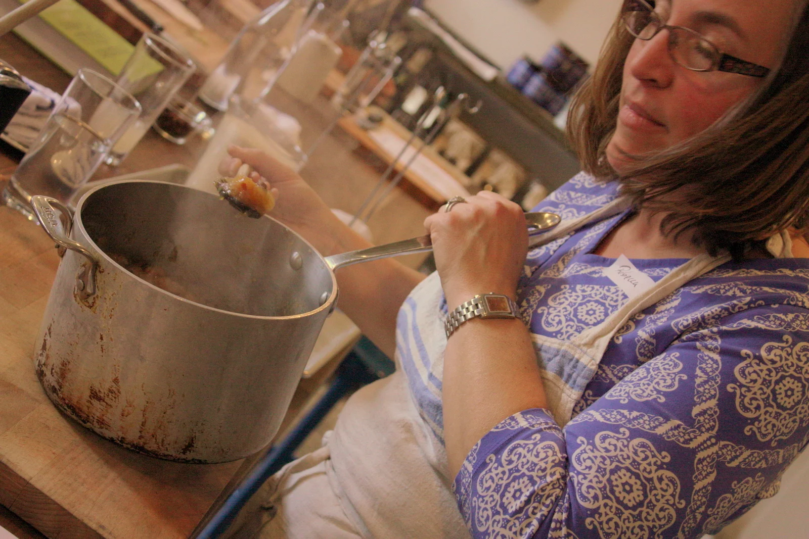  Rebecca checking the chutney. A chutney check. 