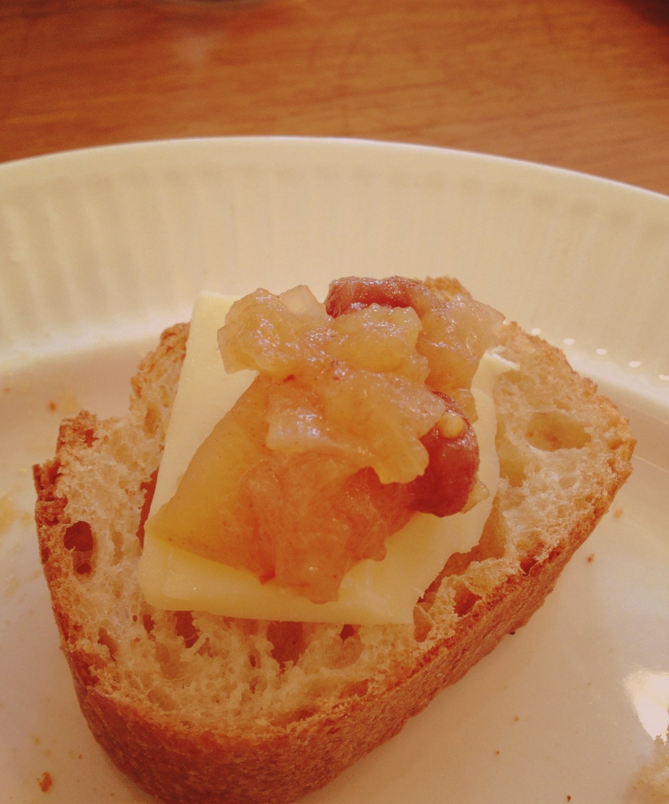  The biggest hit for me was the chutney. Even though she said it will taste better after sitting for a month, I felt like a dollop of it on some sharp cheddar and crusty bread was pretty perfect. 