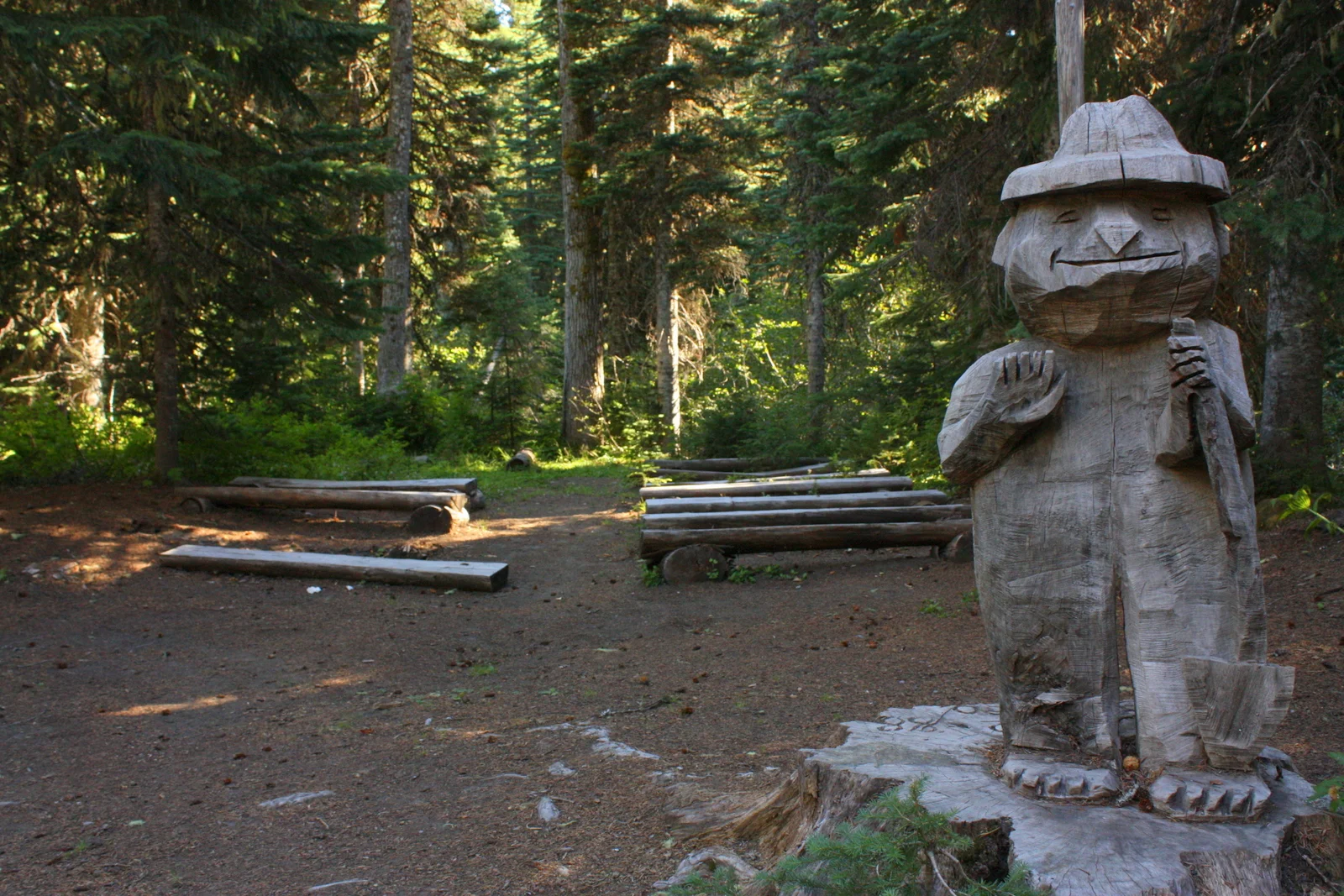  Cultus Creek Campground. I do not know if this is meant to be a humanoid or bear-like ranger figure but it is still charming. 