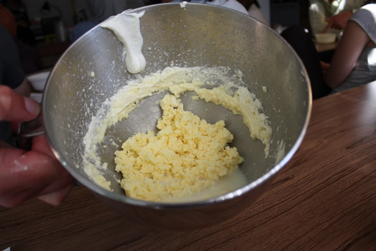  You can do the same process with an electric mixer in a mixing bowl. 
