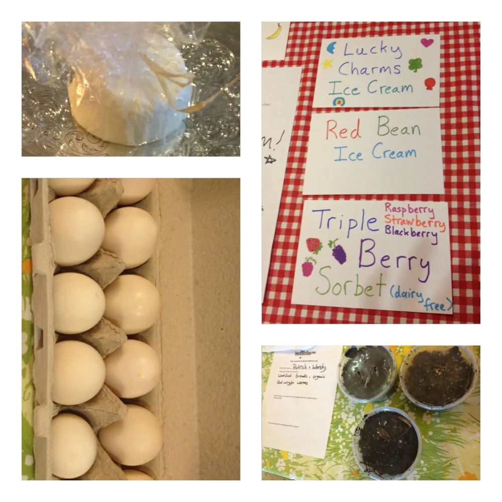  ...homemade goat cheese, ice cream (!), worms (!!!), eggs... 