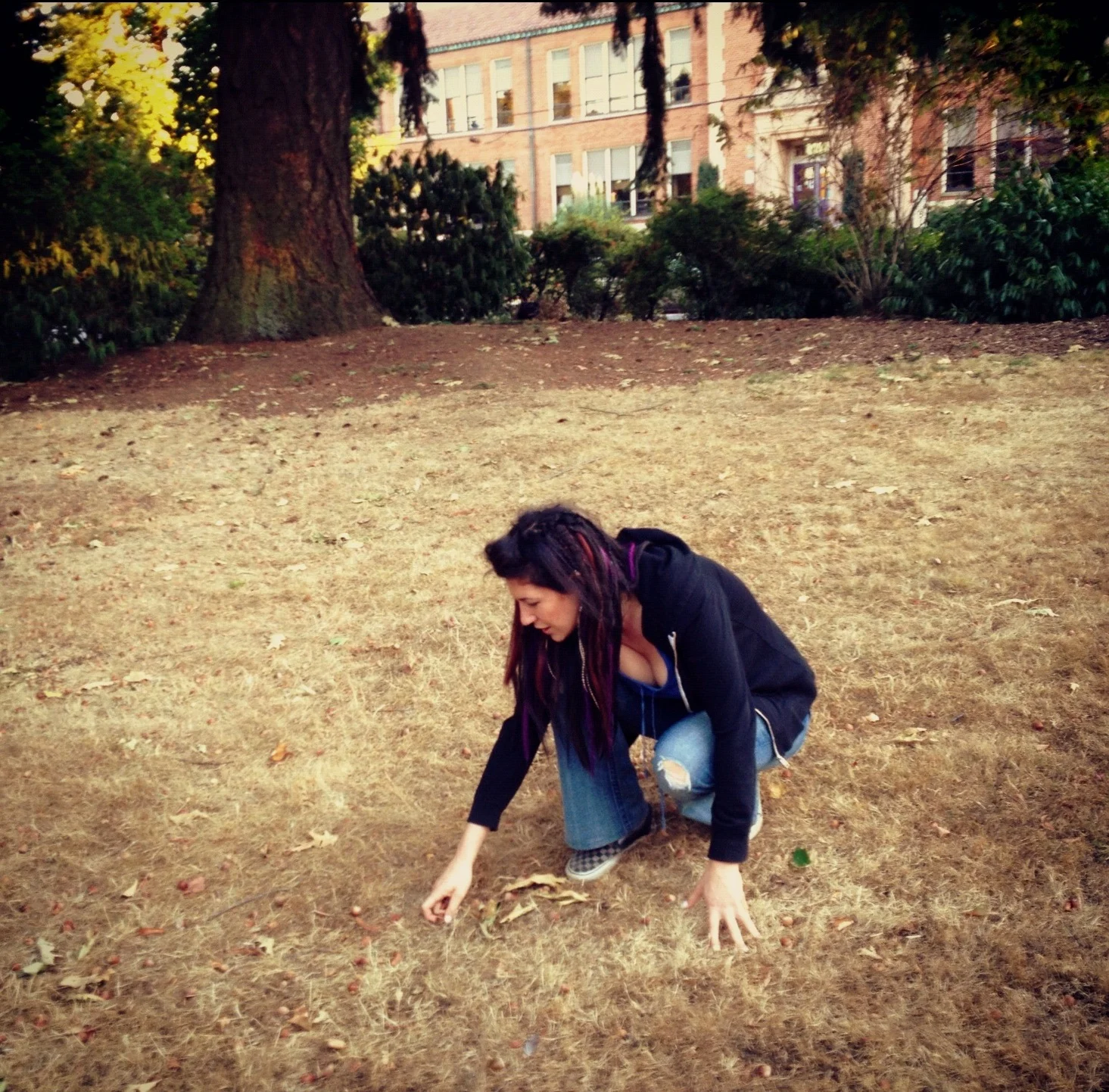  Then we headed to a local park where Becky collected some acorns. 