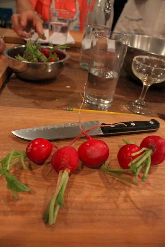  Diane Morgan's book  Roots &nbsp;includes recipes for the actual root portion of the vegetables, naturally, but also give you some used for the often lesser-used bits, like making a pesto out of carrot tops. In class, we made a radish top soup. 