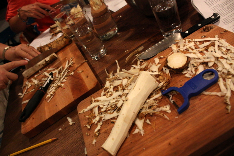  We also made a horseradish gnocchi. Be warned when using fresh horseradish. Like chopping onions or hot peppers, it's a sinus-clearing experience. 