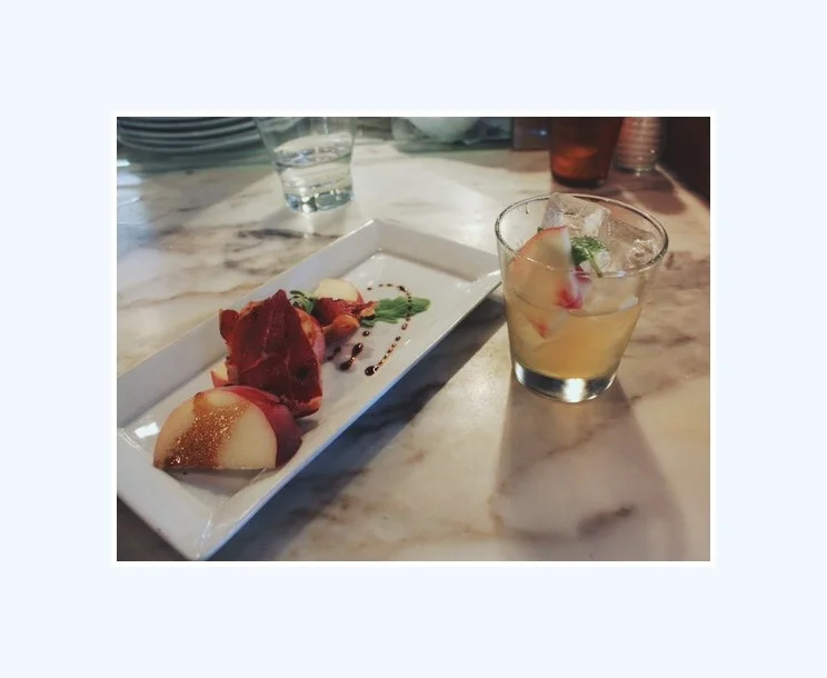  Peach spice cocktail paired peach &amp; prosciutto bite 