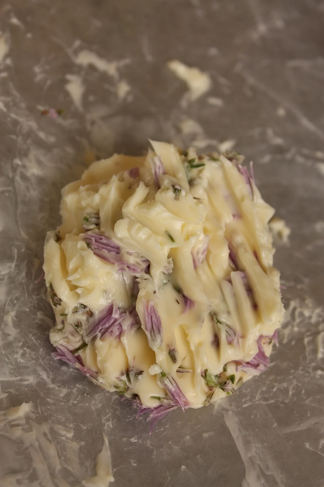  First up is floral butter balls, a simple but beautiful way to incorporate edible flowers into a menu. 