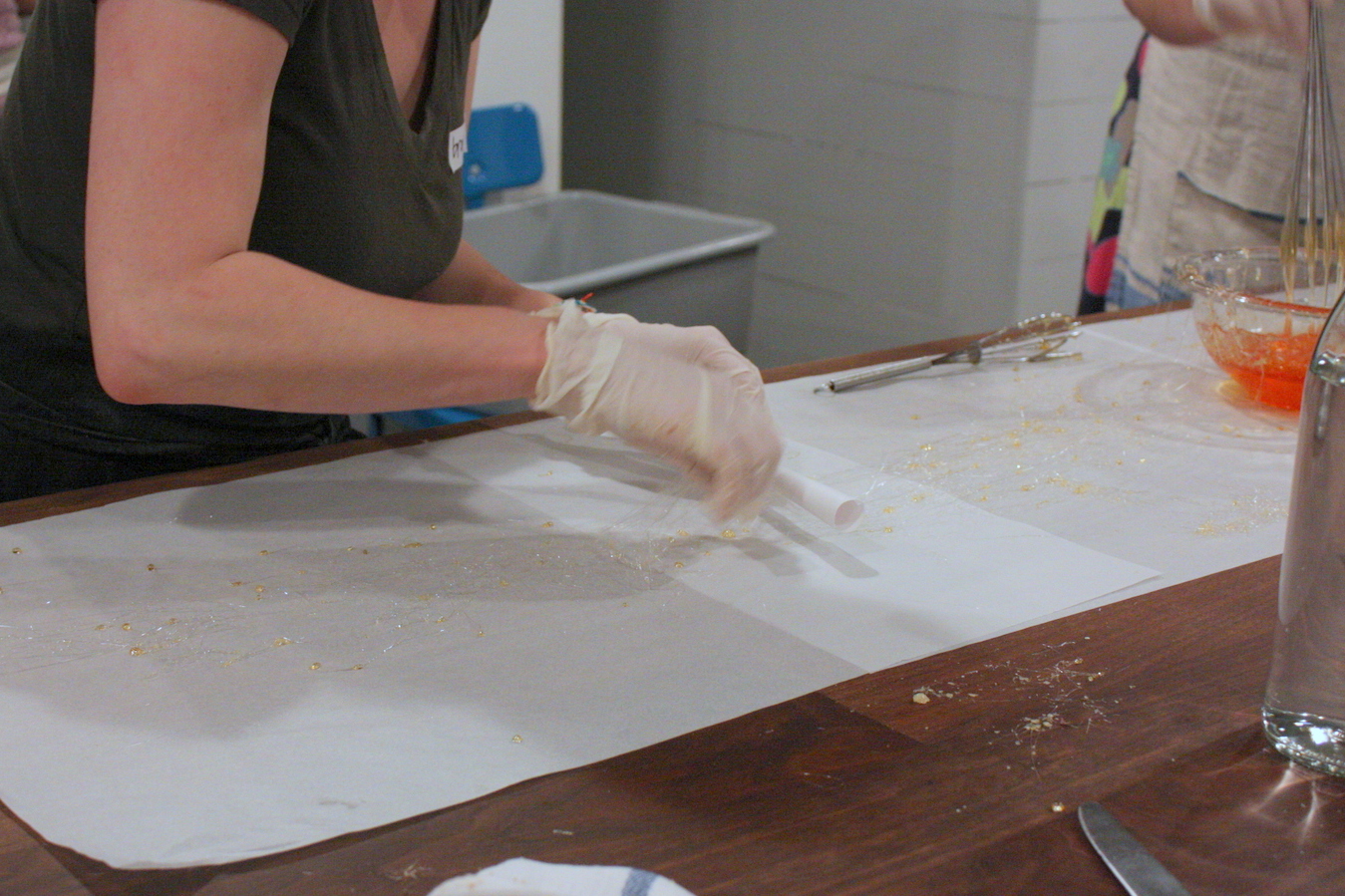  Then you roll it up onto the cotton candy paper cone. 