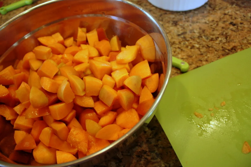  Everyone got to work chopping. Brook pointed out some tips for fruit selection, like the fact that underripe fruit is often better for preserving then overripe. 