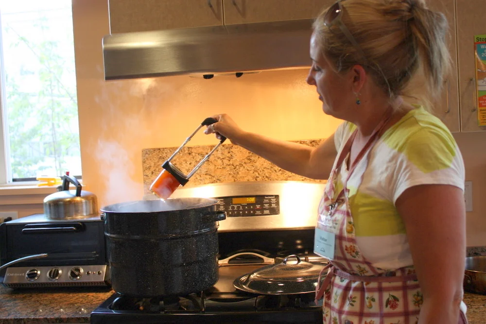  The lids were put on and the jars were processed in the water bath. 