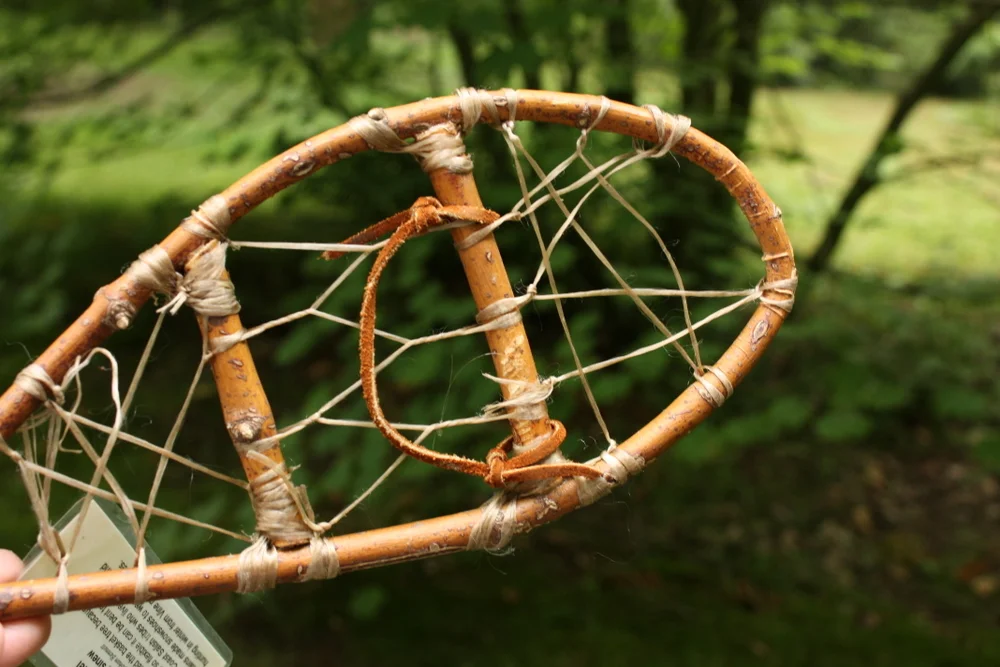  Snowshoe replica. Made from the flexible wood of the vine maple (acer circinatum). Vine maple was called the "basket tree" as those flexible and strong branches were used to make them. 