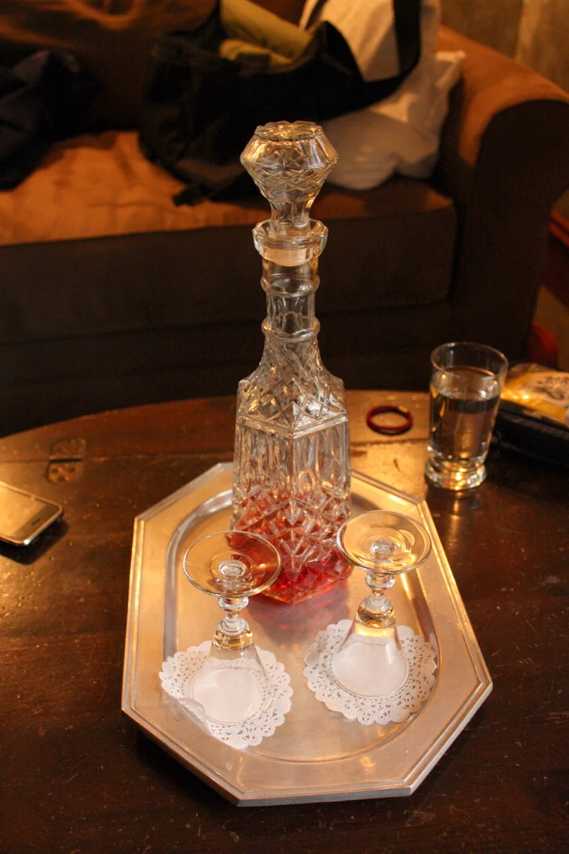  The only wifi was in the lobby, but we did have in-room sherry. 